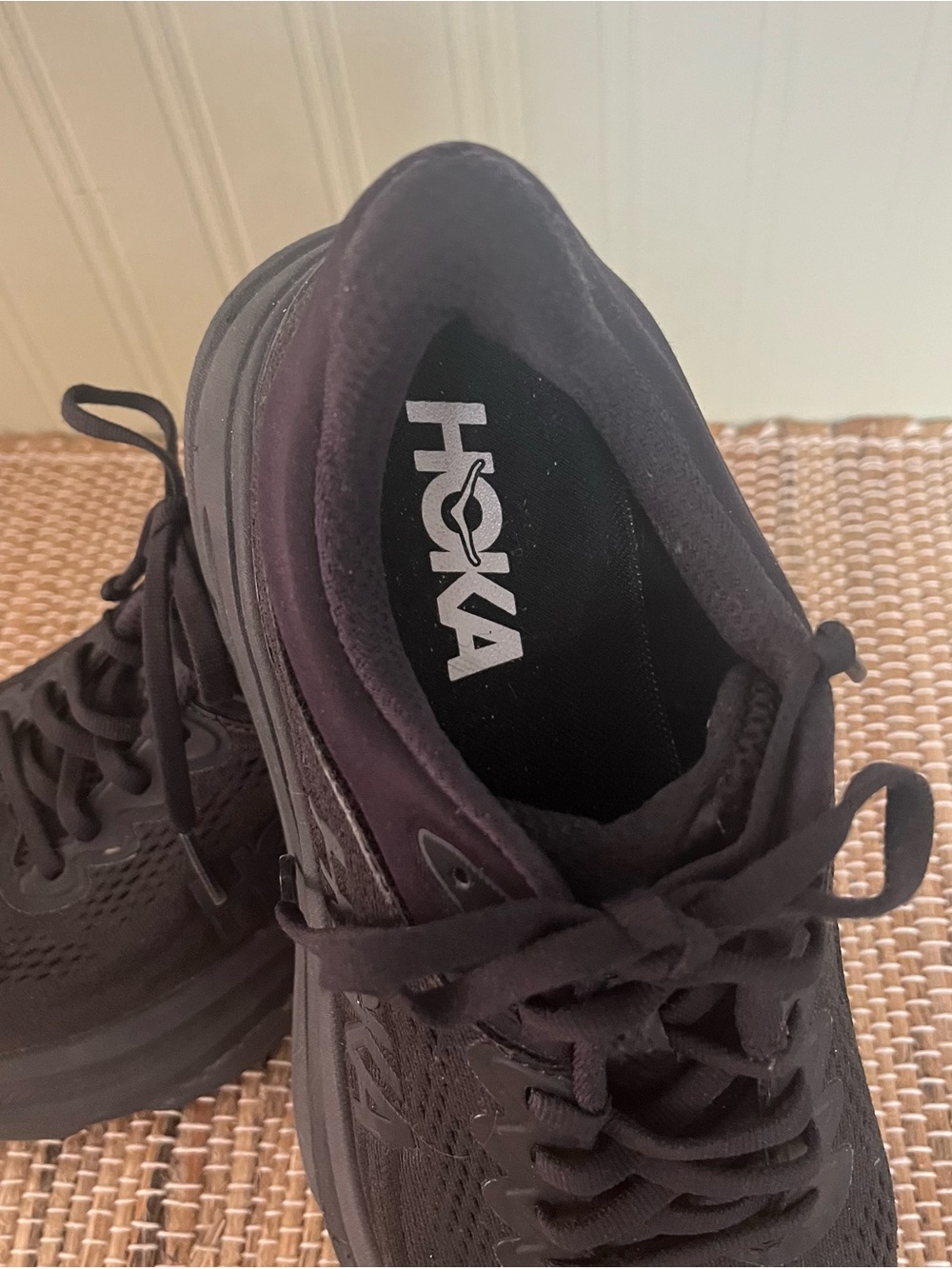 Hoka Bondi Black Mesh Lace-Up Running Shoes - Picture 2 of 11